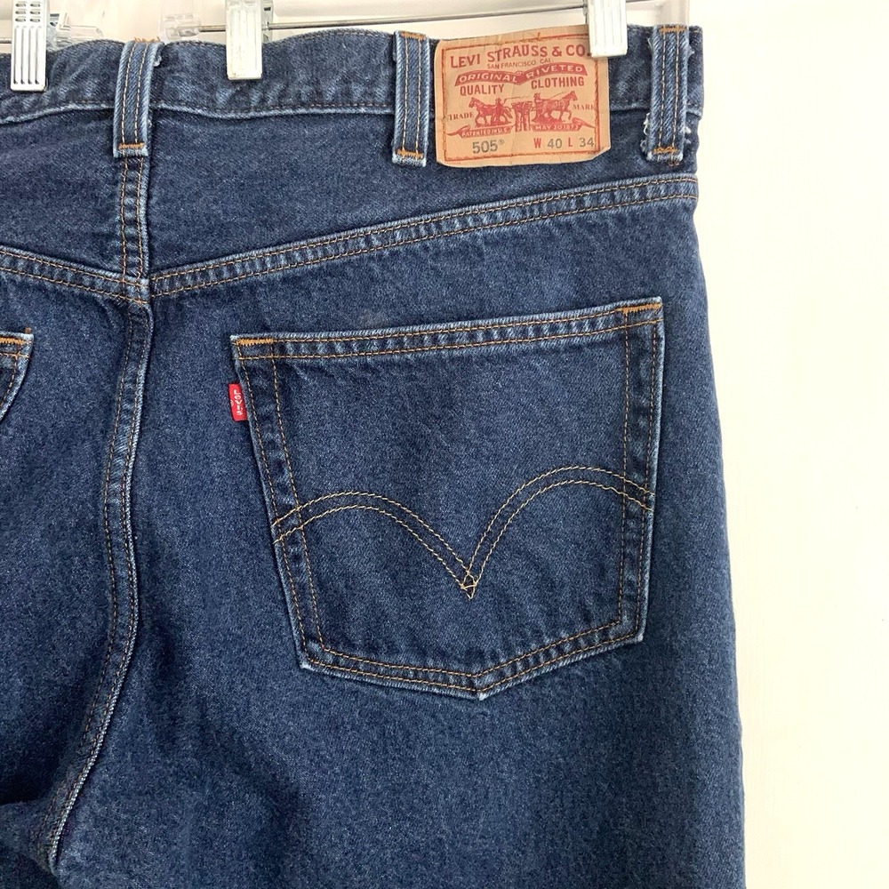 VTG Y2K Levis 505 Jeans Mens 40x34 Blue Regular Fit Medium Wash Denim *read